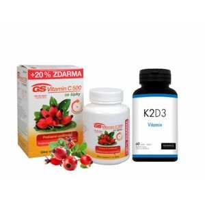 Set GS Vitamín C 1000 se šípky 100 + 20 tbl. + K2D3 Advance