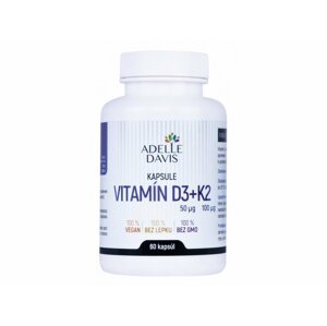 Adelle Davis Vitamín D3+K2, 60 kapslí